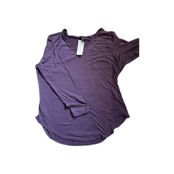 NWT Allegrace Plus Size 2X long sleeve purple jersey. Stretch, v-neck. - Picture 5 of 7